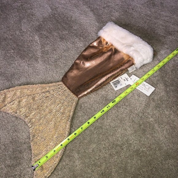 L * Space By Monica Wise Gold Sparkle Mermaid Tail Christmas Stocking New - Picture 11 of 12